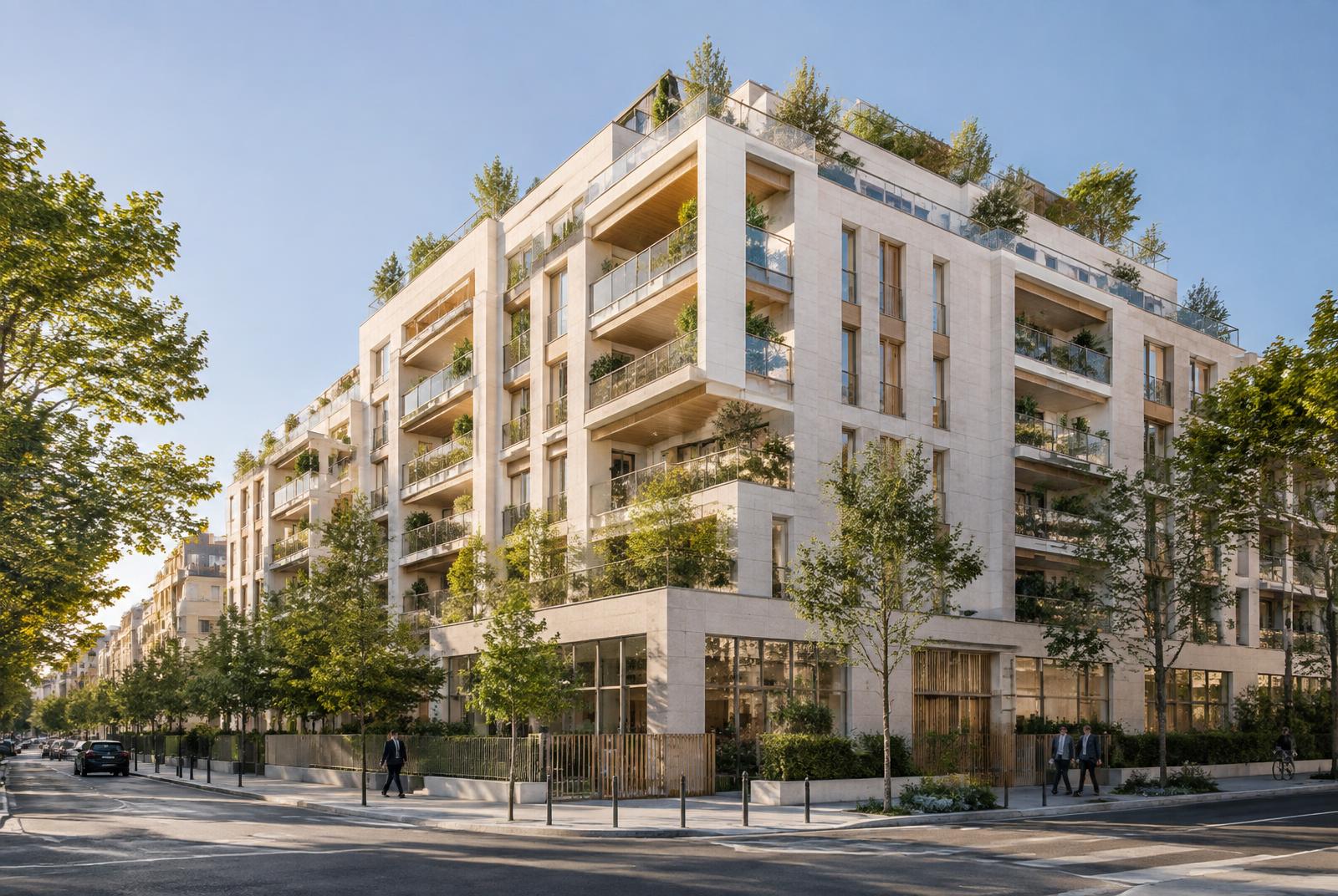 Immeuble collectif moderne rénové et végétalisé